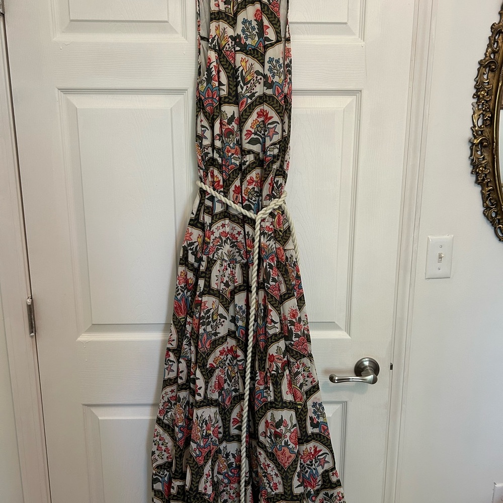 RHODE Black and White Halter Maxi Sundress